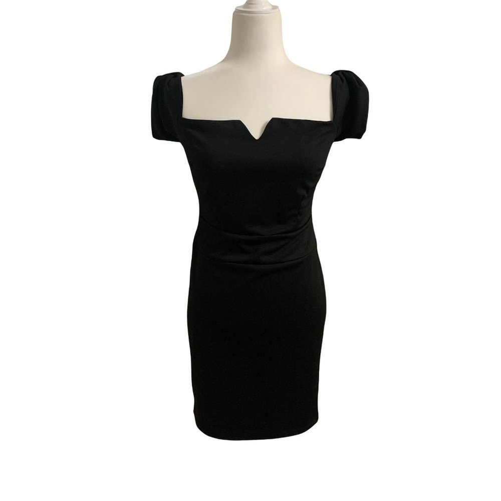 Forever 21 Women's A-Line Mini Dress Short Sleeve  Zip-Up Black Large Solid